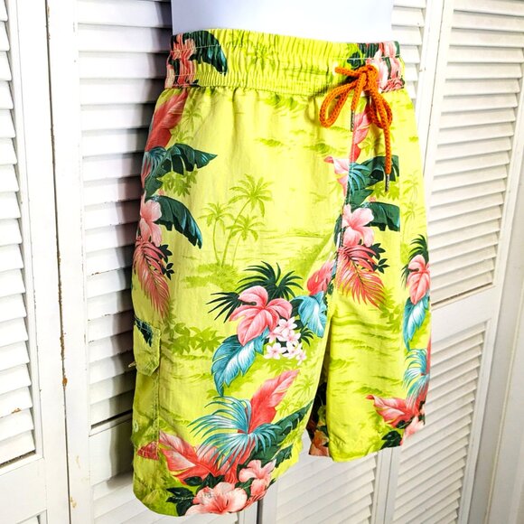 Tommy Bahama Other - Tommy Bahama Relax Men's Swim Trunks XL Bright Floral Hawaiian Yellow Green EUC
